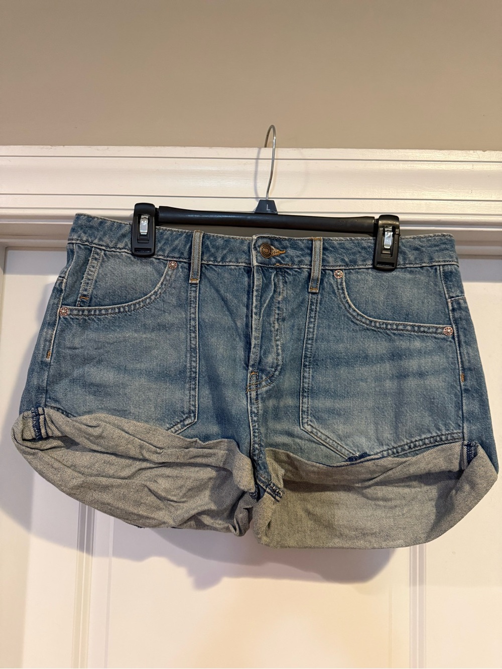 We The Free By Free People Light Blue Rolled Hem Denim Shorts